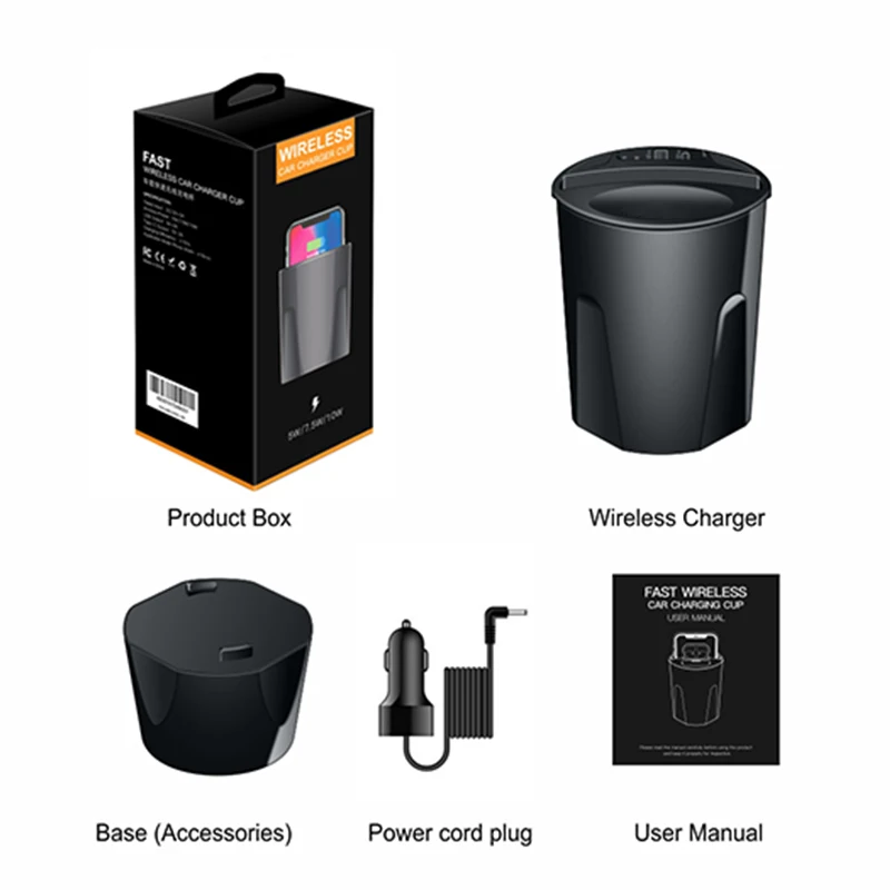 

Car Wireless Charger Cup For Samsung S7 S8 S9 S10 Plus Note 8 9 10W Qi Wireless Fast Charging With Type-C For IPhone 8 X Xs Max