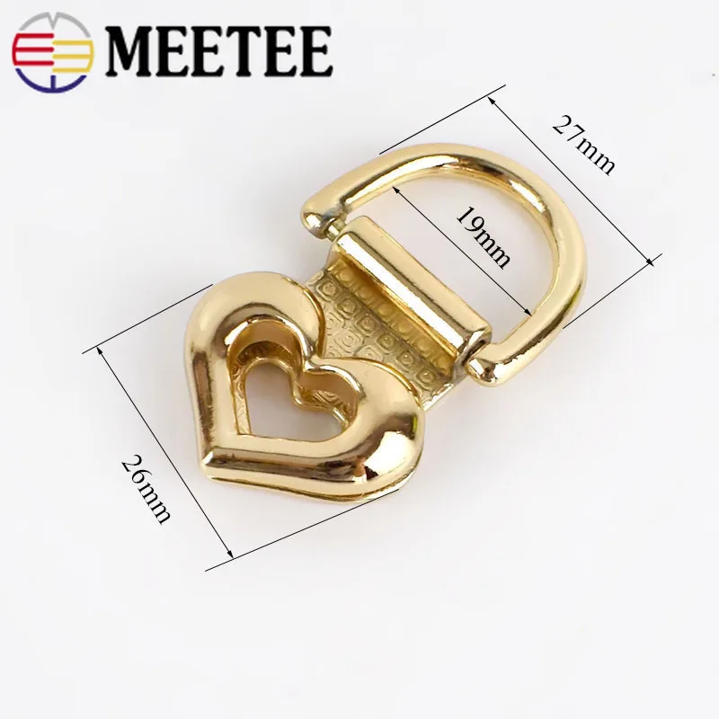 Meetee 4 шт./10 шт. 19 мм металлическая сумка боковые пряжки сердце O D кольцо вешалка