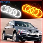 Для Volkswagen VW Touareg 2003 2004 2005 2006 хлопок переключатель светодиодный двухцветный ангельский глаз белый Янтарный светильник поворота