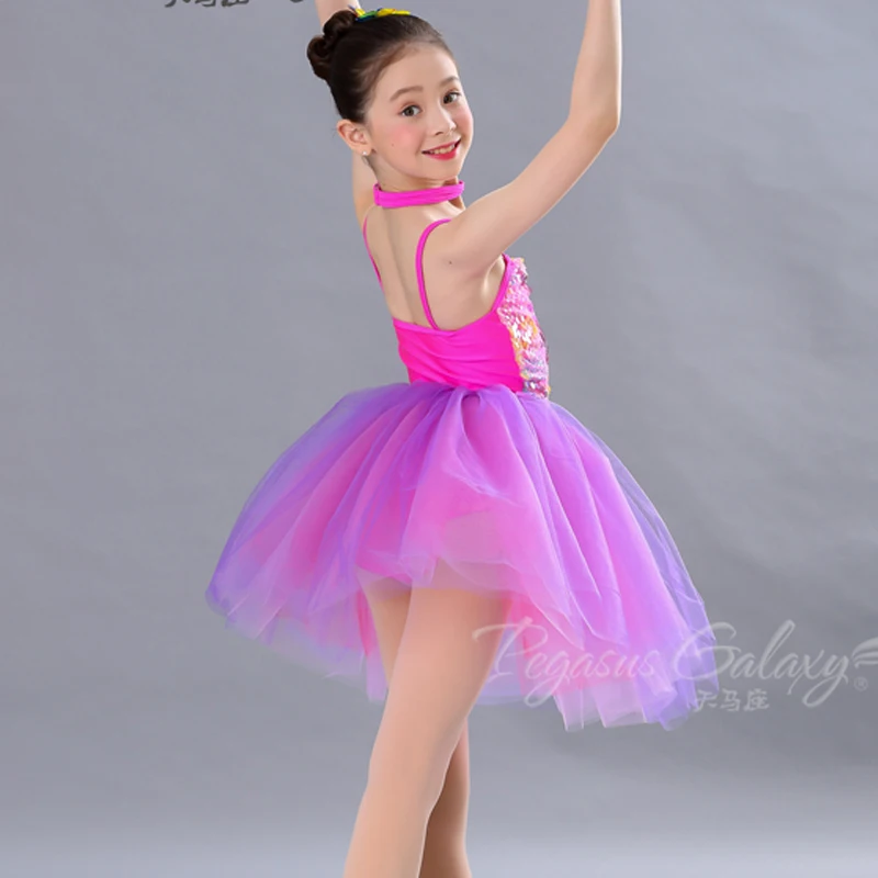 

2020 New Sequined Sleeveless Princess Ballerina Fairy Party Costume Child Girls Gymnastic Ballet Leotard Tutu Dance Dress
