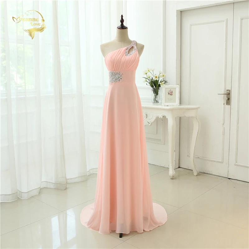 Vestido de festa, длинное розовое вечернее платье, новинка, шифоновое платье на одно плечо, Abendkleider OL330
