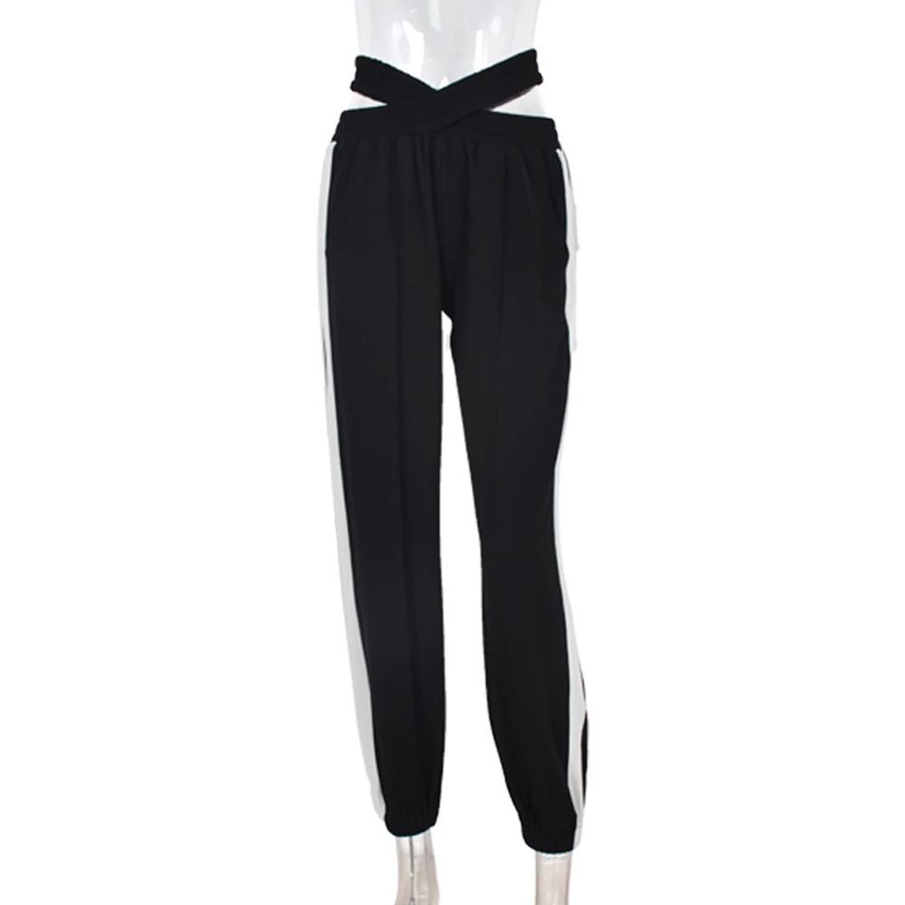 

Missnight 2021 High Waisted Pants Striped Black Sweatpants Streetwear Patchwork Harem Pants Joggers Elastic Casual Pants