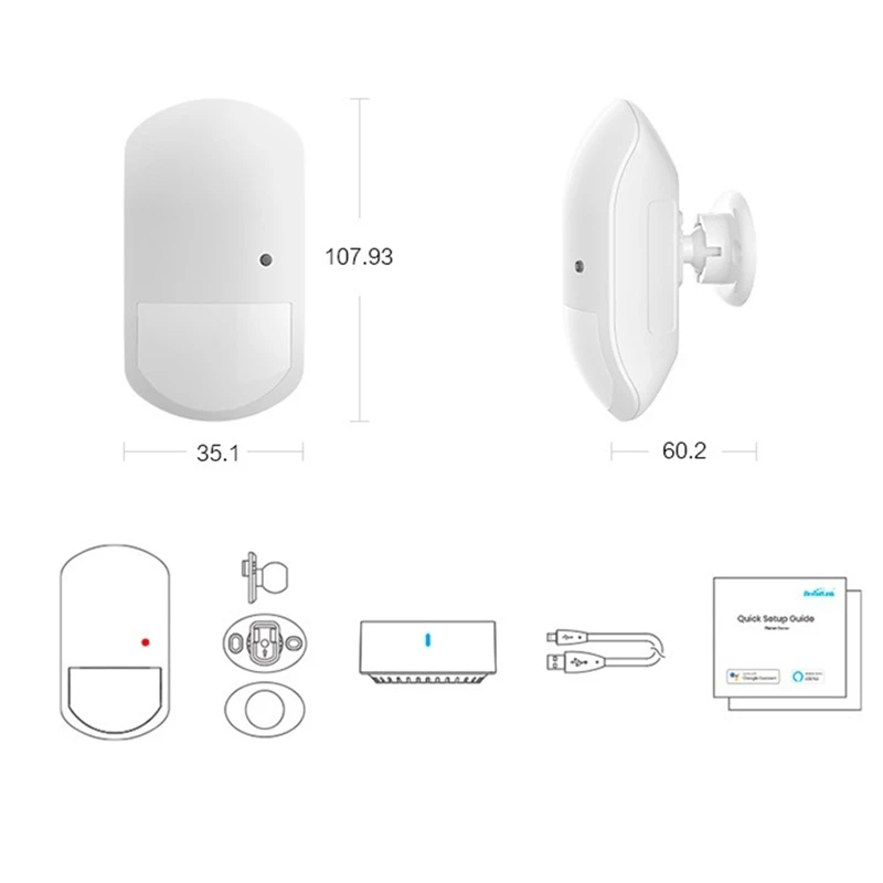

WiFi Alarm Kit Security System DIY Wireless Door Sensor S3 Hub with Smart PIR Motion Sensor for Smart Home