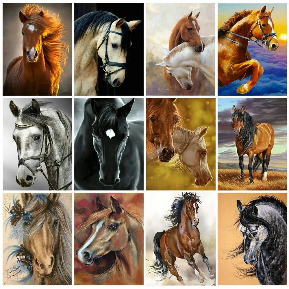 Huacan Алмазная вышивка Horse 5D DIY картина крестиком изображение мозаики стразами