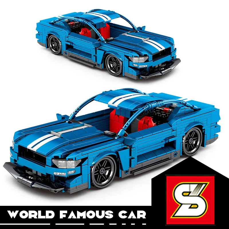 

BLOCK American Muscle Car Bricks Model DIY Blocks Toys For Boys Blue Sport Cars Children Gift Vehicle Speed Racers