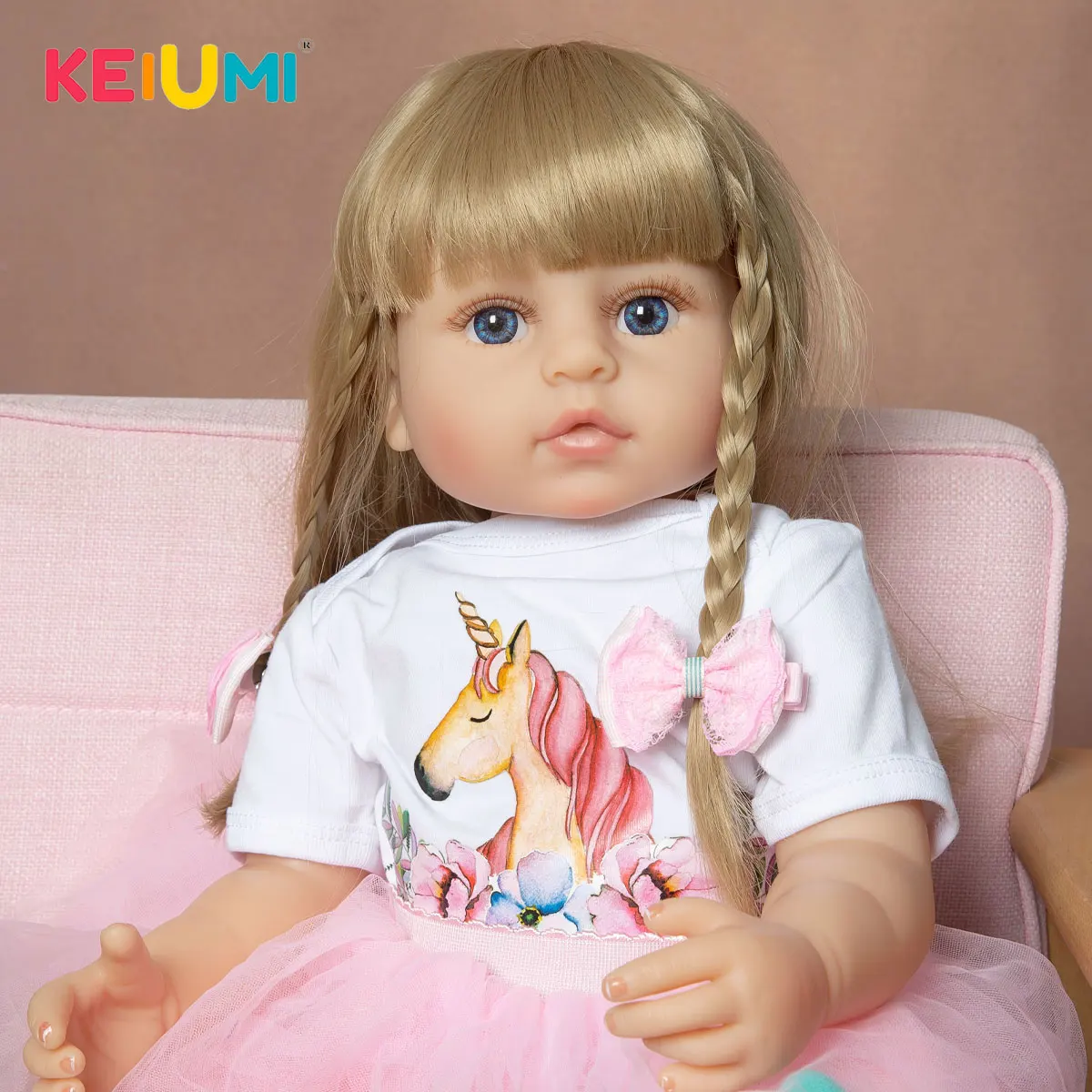 KEIUMI 22-дюймовая полностью силиконовая кукла Новорожденный ребенок новорожденный