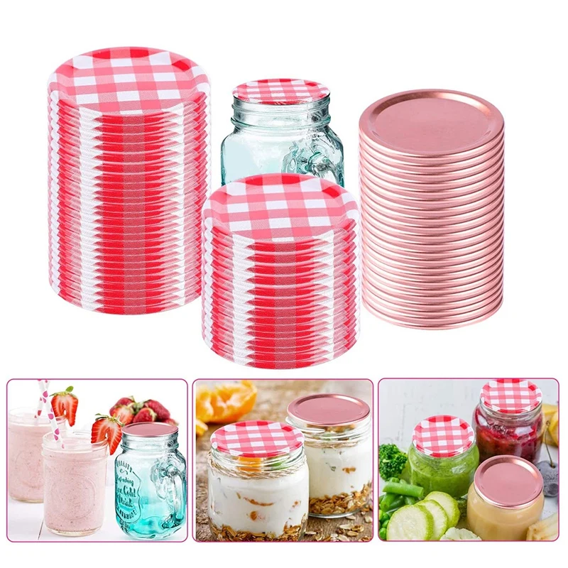

48Mason Jars Lids Regular Mouth, Canning Jar Lids for Mason Jars, Split-Type Lids Leak Proof and Secure Canning Jar
