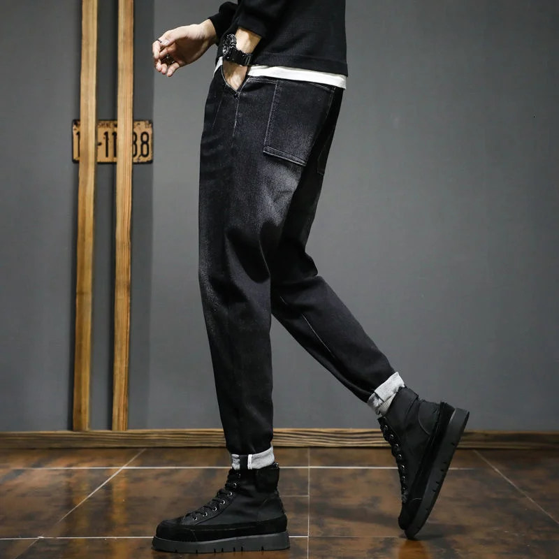 

Jeans Men's Micro Ha Elastic Small Leg Pencil Pants Autumn And Winter Trendy Streetwear Tidal Current The Price Of 2021 New