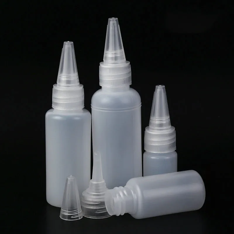

10Pcs/Lot 10ML/20ML/30ML/50ML Empty PE Useful Plastic Glue Bottles With Screw-On Lids Squeeze Liquid Ink Oil Dropper Bottles