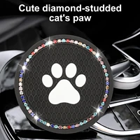 2pcs pink blue red car coaster with cat paw pattern non slip detachable vehicle cup pad car interior decor auto car accessories