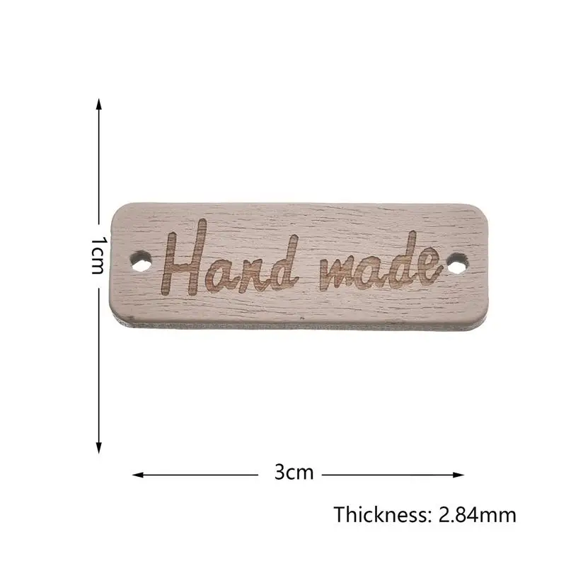 50 шт. Burlywood прямоугольник "Hand made" деревянные пуговицы, аксессуары для шитья декоративные пуговицы ручной работы Скрапбукинг Ремесло DIY 10*30 мм - Цвет: a-01