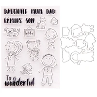 daughter mom dad family son clear stamps and metal cutting dies diy scrapbooking paper album crafts seal cards stencils