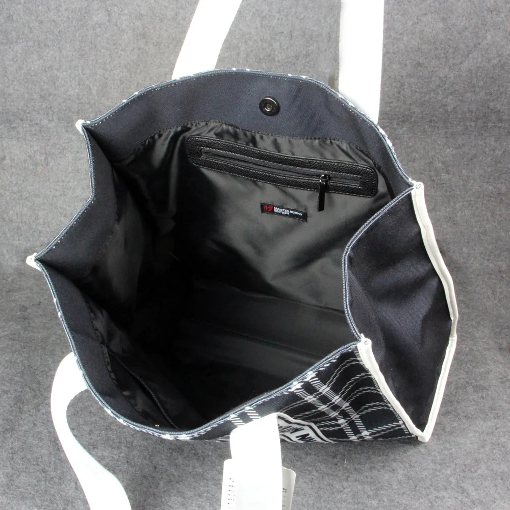 

Fashion Check Women's Handbag Golf Clothing Bag Canvas Composite Leather Storage Bag