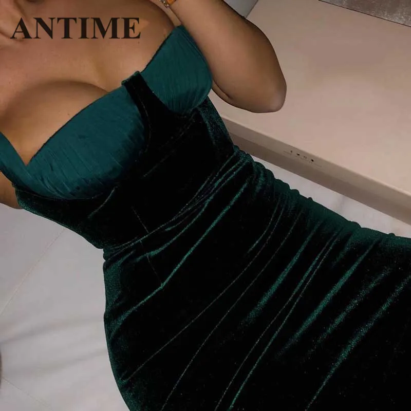 ANTIME, женское платье, лапша, сексуальное, без бретелек, без рукавов, узкое, сплошное, на тонких бретелях, сексуальная клубная одежда, бодикон, роскошные платья
