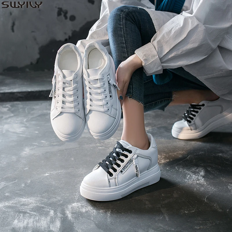 Повседневные женские кроссовки SWYIVY из искусственной кожи увеличенные массивные
