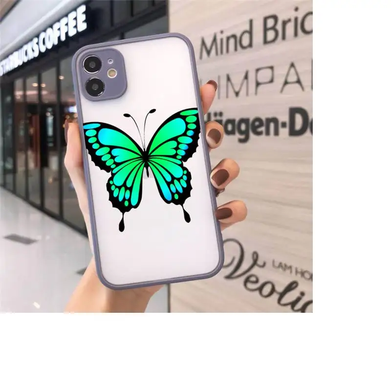 

cute sexy butterfly pink blue Phone Cases matte transparent For iphone 7 8 11 12 plus mini x xs xr pro max cover
