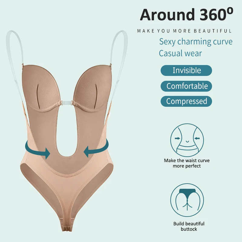 Body modelage du body shaper profond с V образным вырезом string dos nu en forme de U Женский корсет|Боди| |