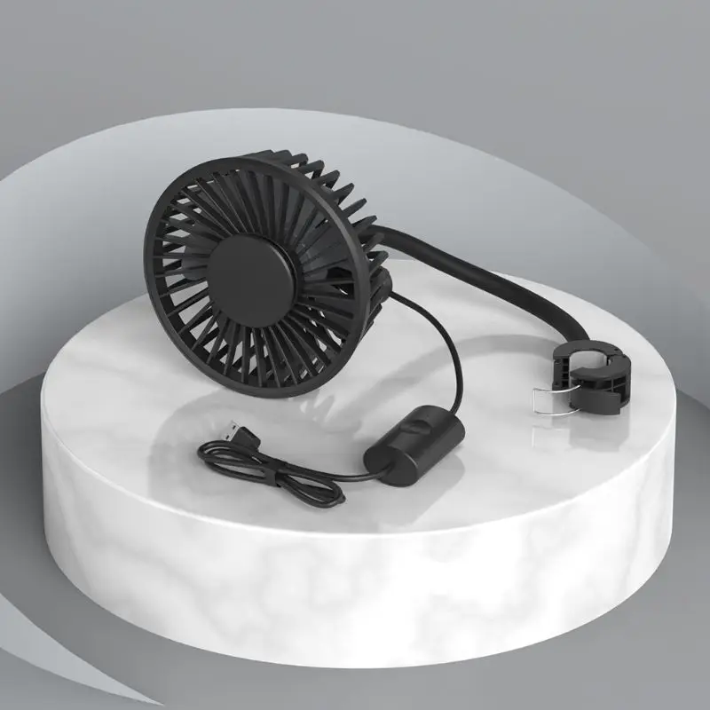 

2021 New Car Fan 360 Degree Rotating Car Rear Seat Headrest 3 Speed Cooling USB Fan