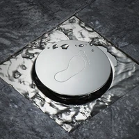 silver easy clean stainless steel hotel floor drain bathroom square cover durable waste bouncing pedal type shower deodorant