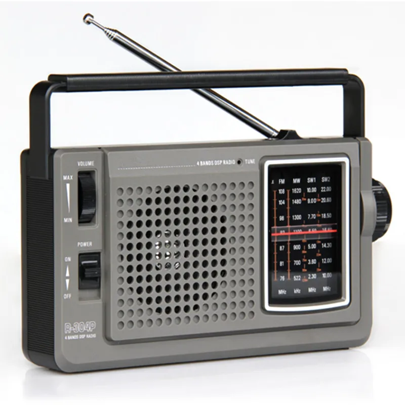 

Portable high sensitivity FM / MW / SW radio Big horn DSP and pointer radios AC/DC stereo speaker headphone jack multi wave band