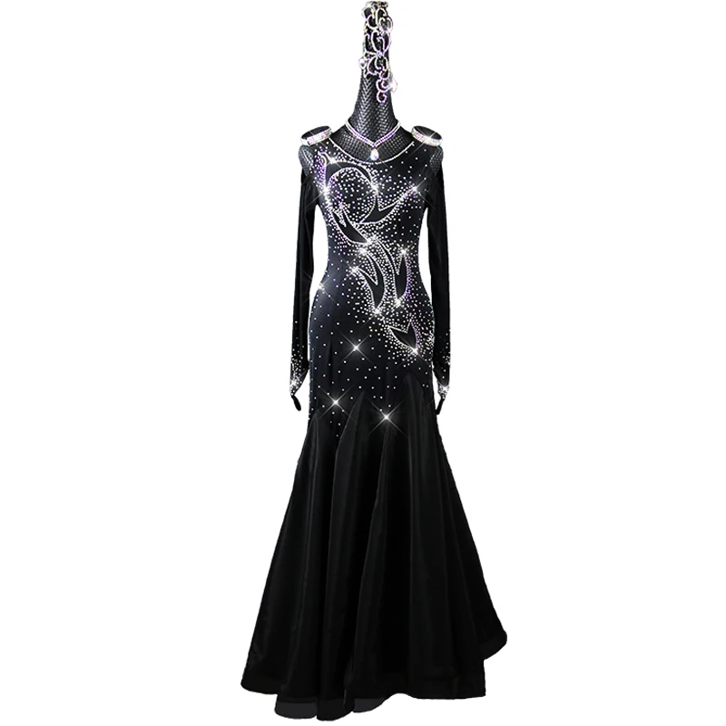 Платье женское бархатное для бальных танцев стразы | Тематическая одежда и
