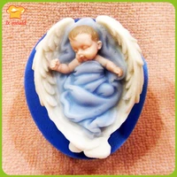lxyy 3d baby sleeping in wings soap silicone mould candle clay tools food grade cake moulds