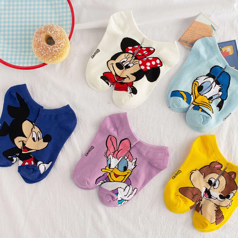 Disney женские носки из хлопка с героями мультфильмов короткие смешные счастливых