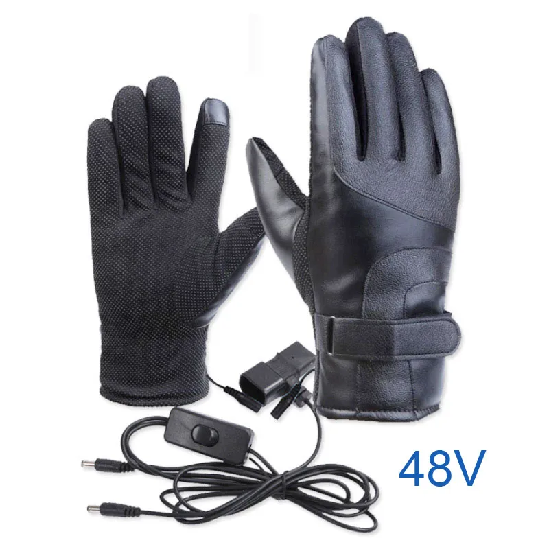 For EBike 48V Новые перчатки с электрическим подогревом для мотоцикла, электровелосипеда, скутера, электровелосипеда, E-Scooter, зимние, для вождения, водонепроницаемые, Нескользящие, теплые - Цвет: For EBike 48V