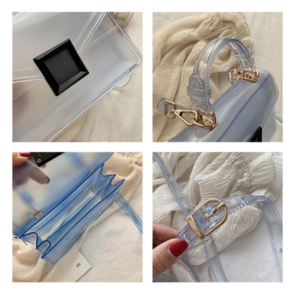 

Luxury Clear Jelly Women's Handbag Fashion Pvc Candy Color Crossbody Bags for Women 2021 Designer Transparent Shoulder Bag Purse