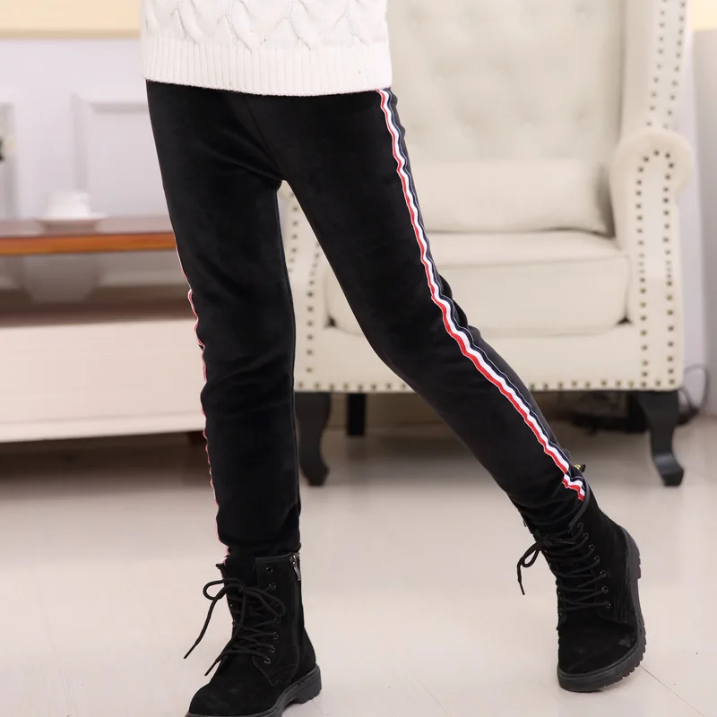 Новые зимние трикотажные хлопковые леггинсы для девочек утепленные вельветовые