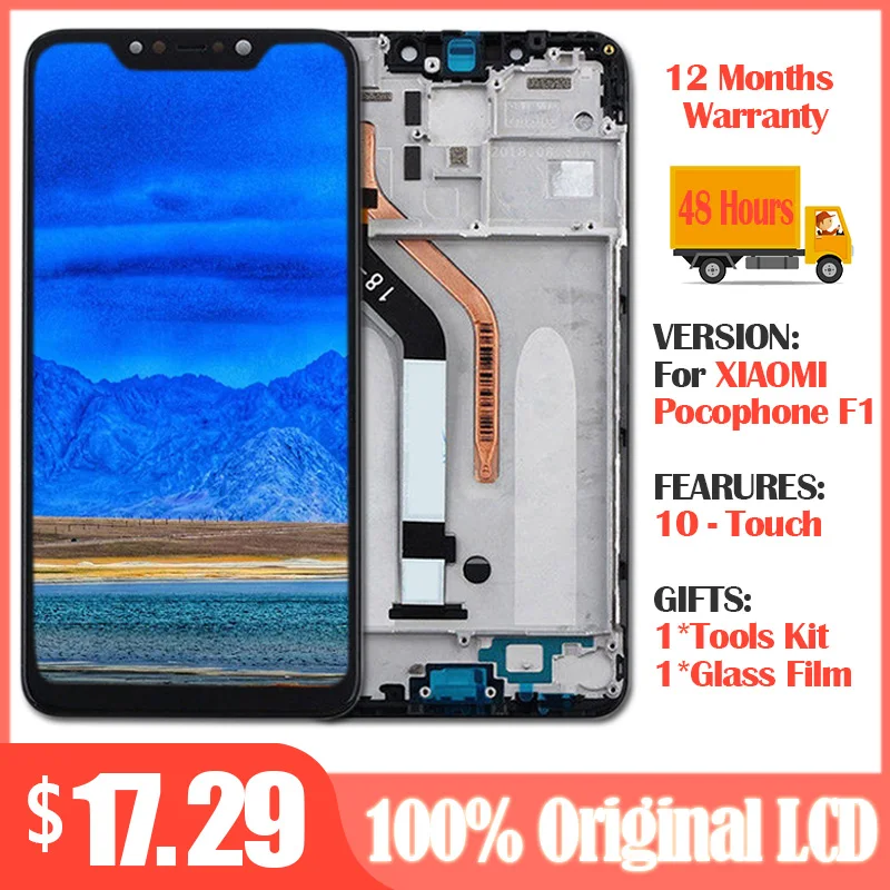Для Xiaomi Pocophone F1 ЖК-дисплей+ кодирующий преобразователь сенсорного экрана в сборе для Xiaomi Pocophone F1 ЖК-экран Замена