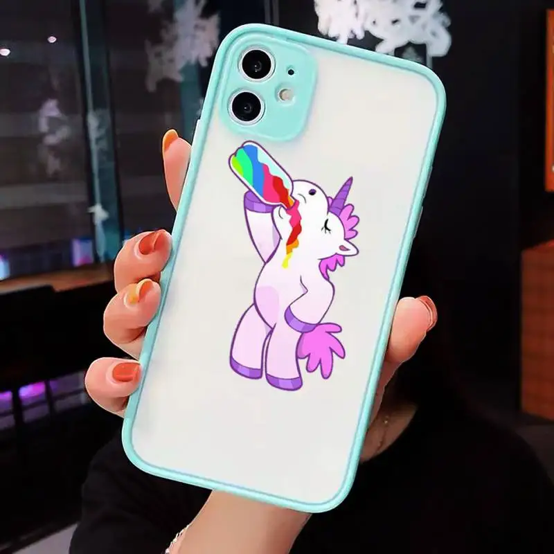 

anime cute sky horse unicorn Phone Case Matte Transparent for iPhone 7 8 11 12 s mini pro X XS XR MAX Plus cover funda