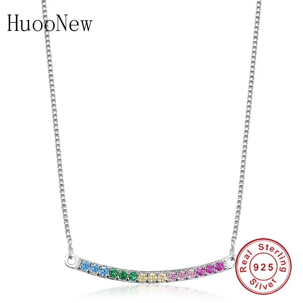 Женское колье с подвеской Cystal Rainbow Arc Love Серебряное ювелирное изделие из