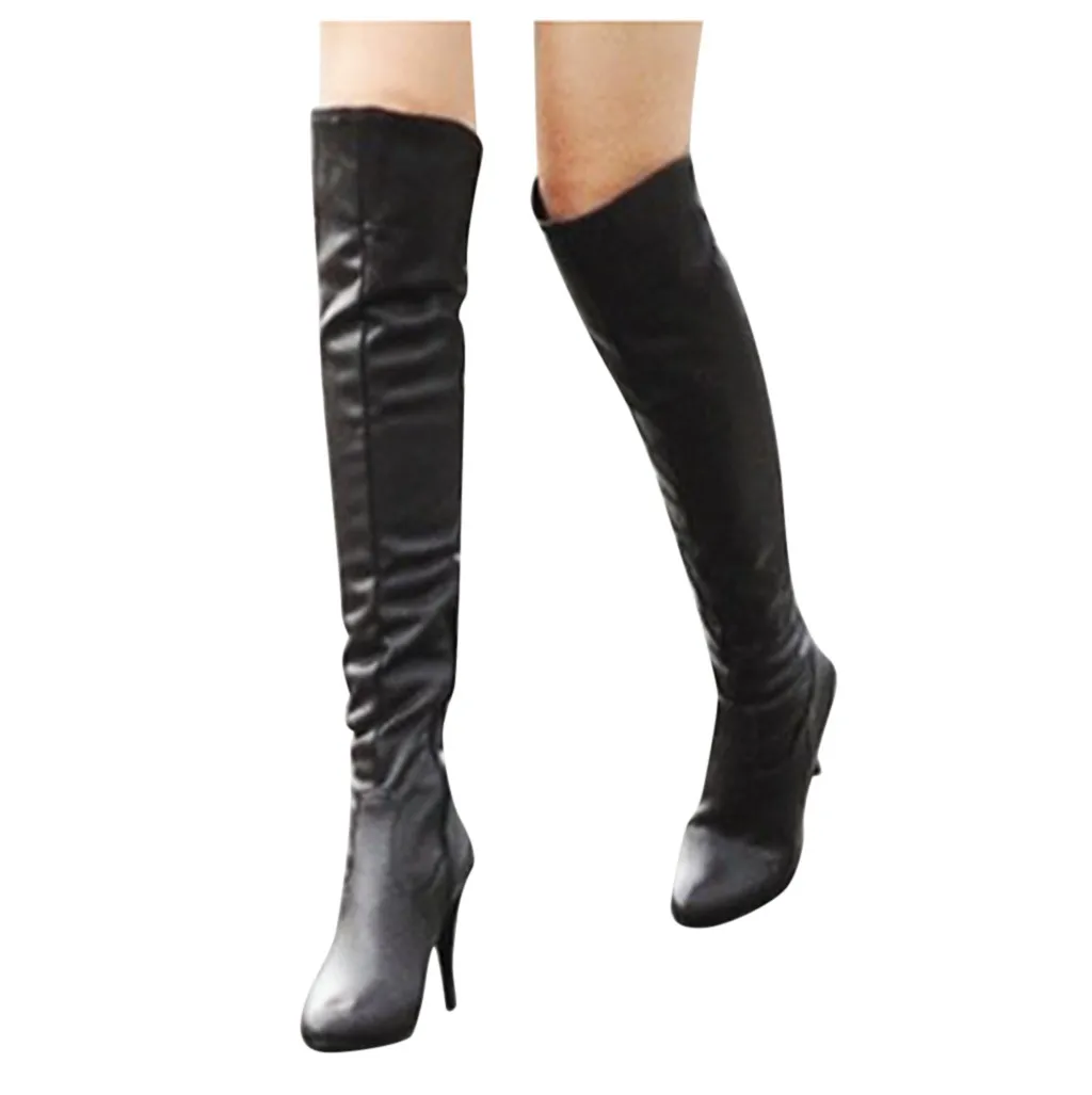 JAYCOSIN/женские сапоги модные ботфорты на тонком высоком каблуке зимние высокие