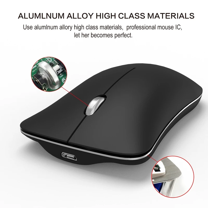 

T27 Mute Mouse 2.4G Wireless Mouse Rechargeable Office Mouse 1600Dpi Adjustable Bluetooth Mouse for PC Laptop