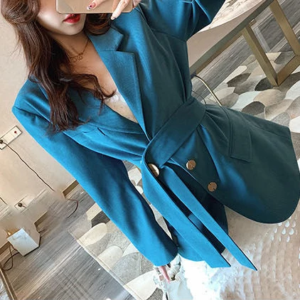 

Loose Casual Women's Suit Coat Casual Solid Button Long Sleeve Work Suit Coat Office Lady Elegant