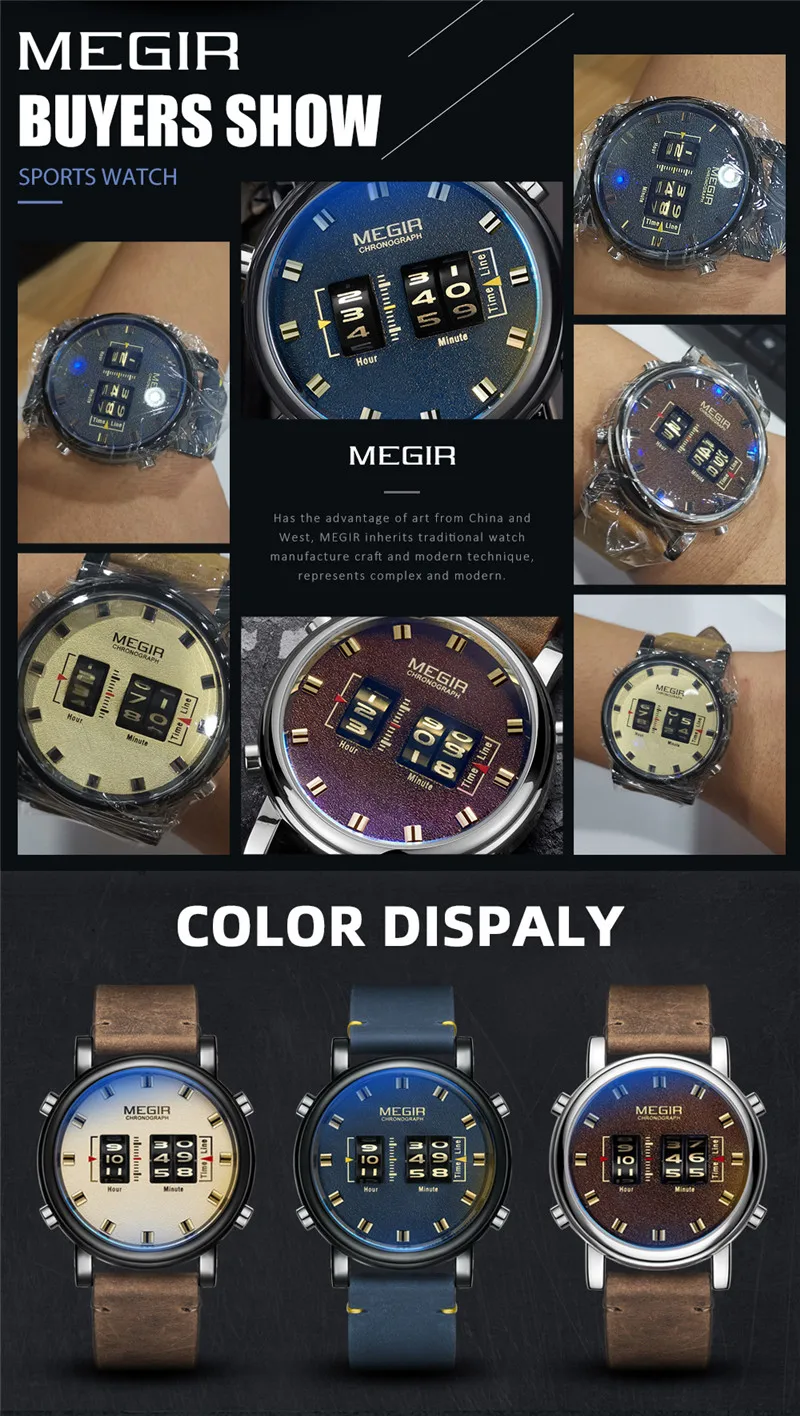Часы наручные MEGIR Мужские кварцевые спортивные брендовые Роскошные армейские