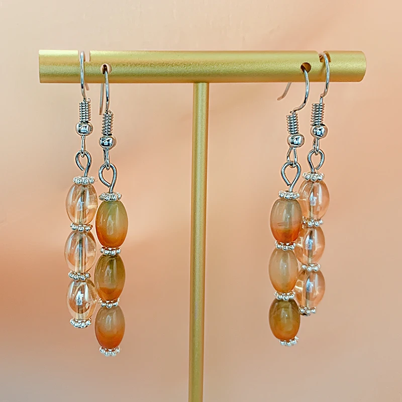 

Handmade Natural Stone Earrings for Women Ethnic Beaded Crochet Earrings Korean Fashion Chic Jewelry Halloween Christmas Gifts