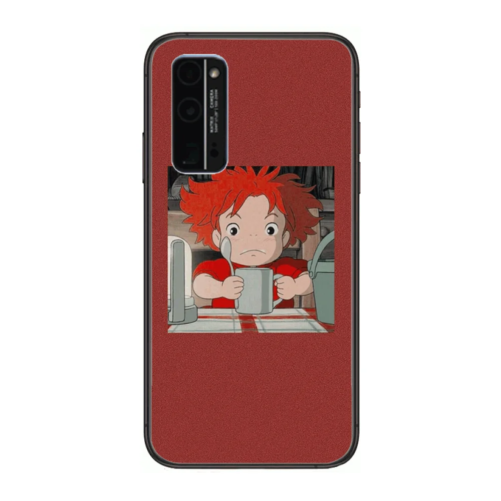 

Miyazaki Goldfish Phone Case Hull For Huawei Honor 8 9 10 20 30 A S Lite Pro 5g i Black Back Soft Cell Cover Pretty