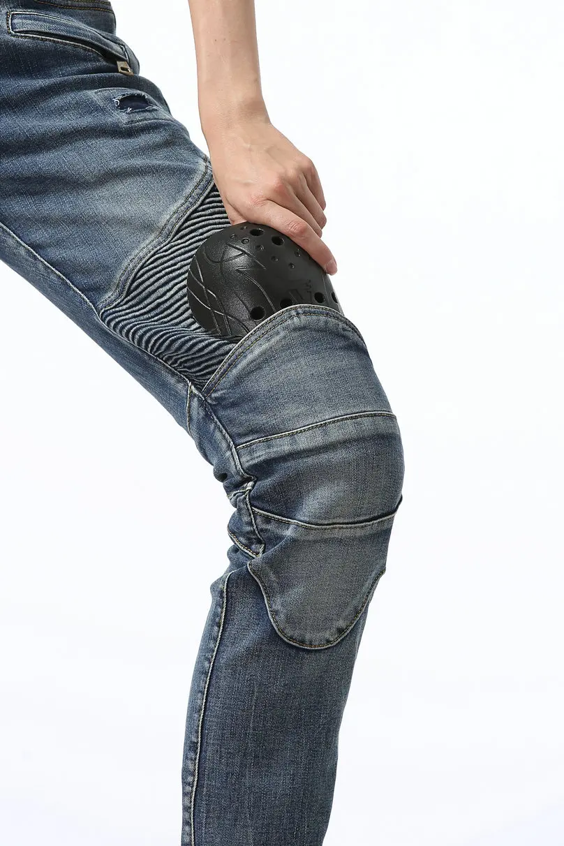 Один Цвет Для женщин Slim Fit Мотоцикл Джинсы для езды прикрепляющийся к мотоботы