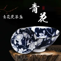 retro hand painted blue and white porcelain tea cup office and household hat cup ceramic tea cup jianzhan tea cup single cup