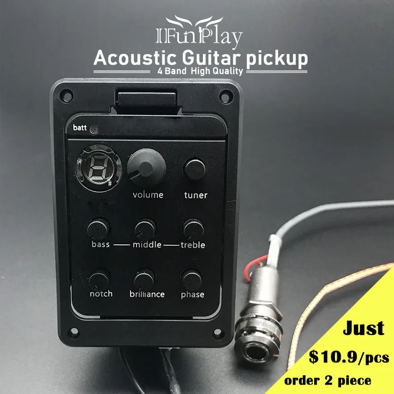 4 акустической гитары эквалайзер предусилитель эквалайзера с Endpin тюнер Undersaddle