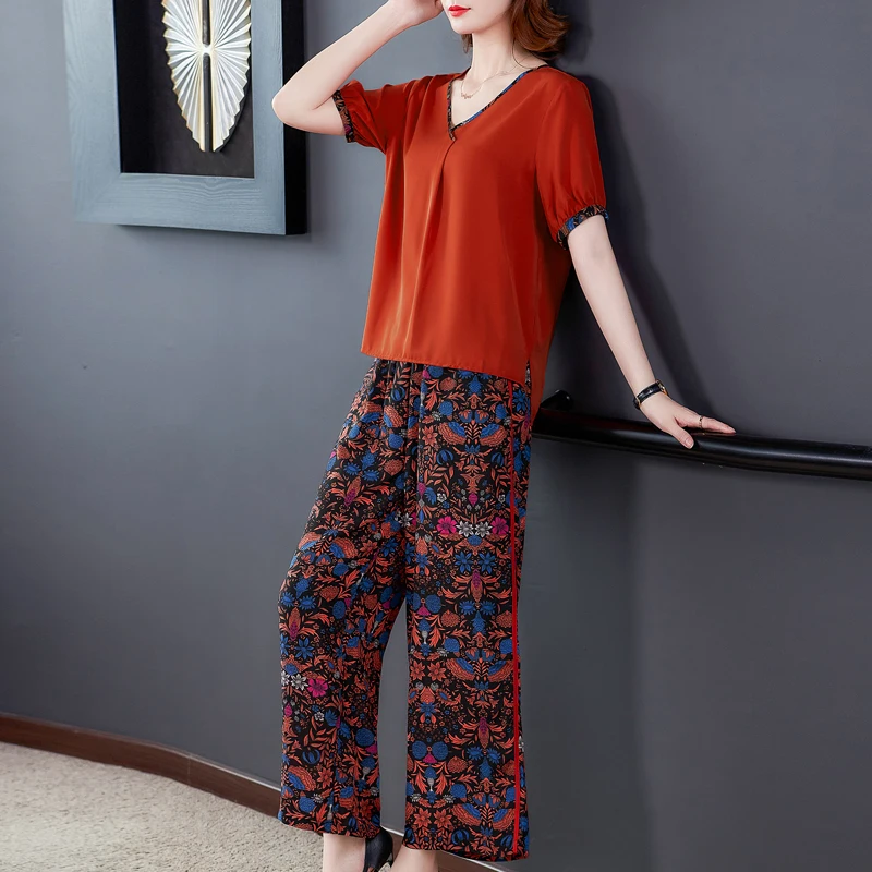 Женский комплект из двух предметов повседневный топа с коротким рукавом и