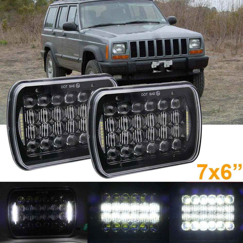 Для Jeep Cherokee XJ 7x6 'ƋX7&quot светодиодный проектор фары Halo DRL квадратная фара для H6014
