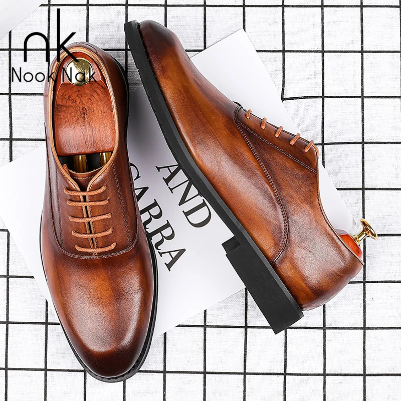

Nooknak 2021 Genuine Leather Men Casual Shoes Contracted Lace-up Men'S Flat Shoes Microfiber Leather Material Size38-44