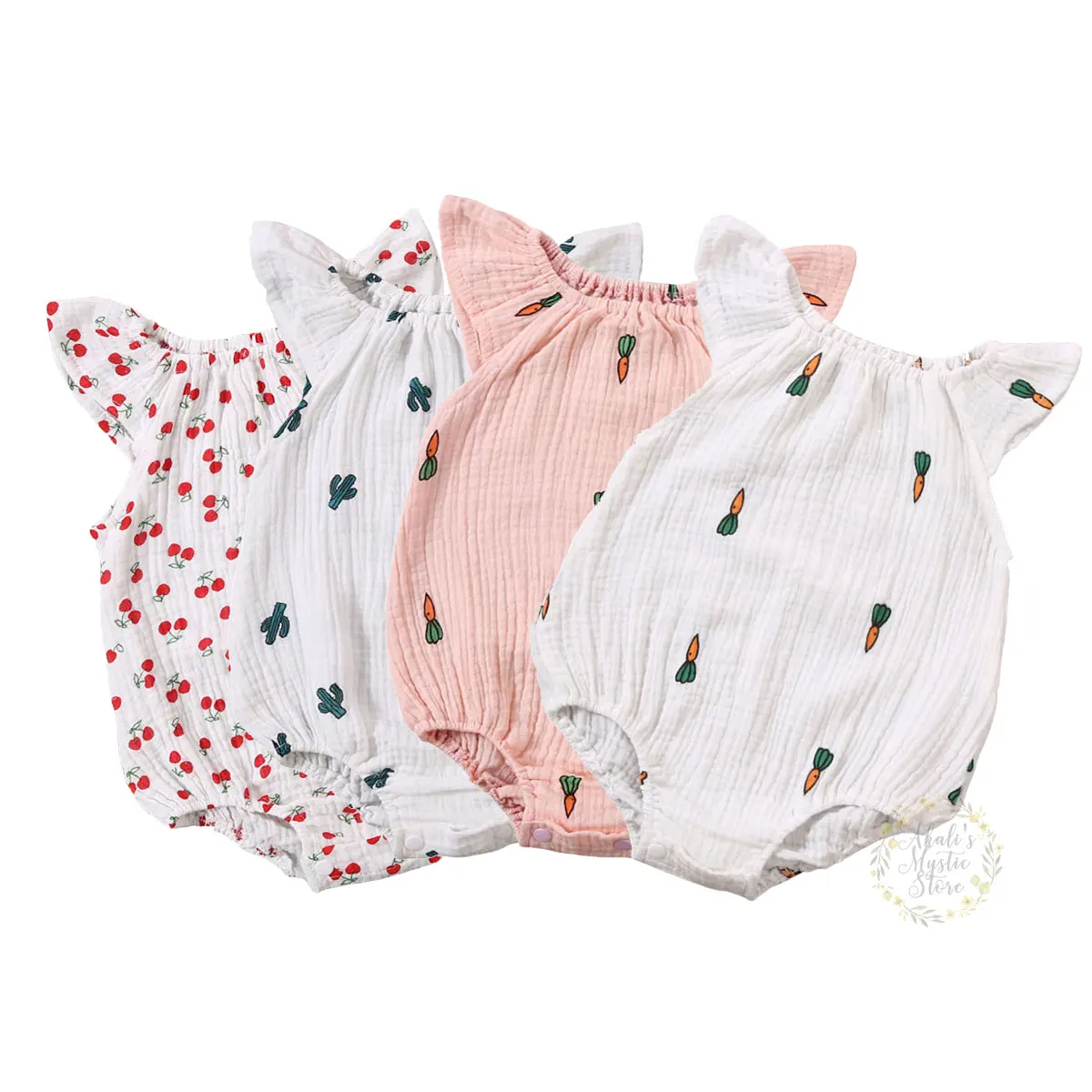 

Summer Toddler Newborn Infant Baby Girl Romper Cherry Jumpsuit Outfit Sunsuit Soft Cotton Linen Clothes One Piece