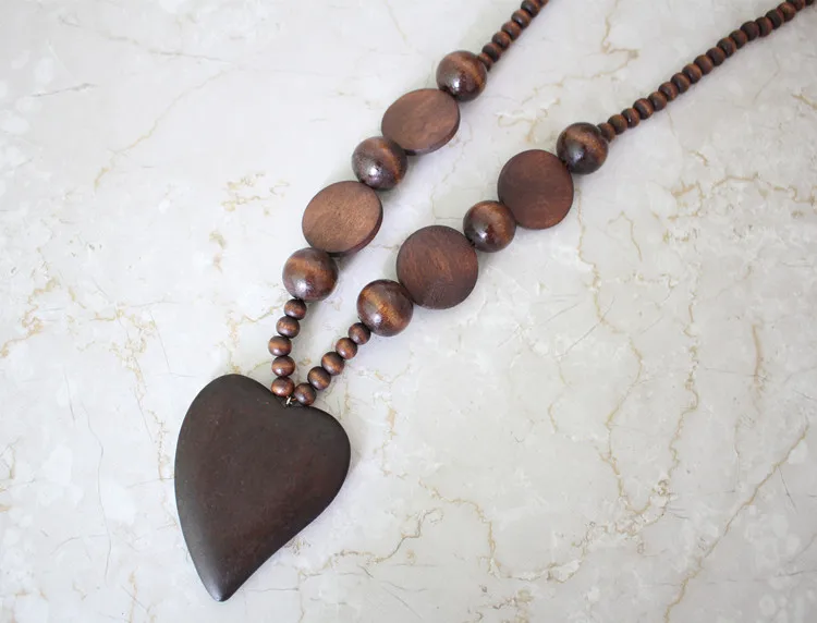 Женское богемное стильное индивидуальное деревянное ожерелье с подвеской в виде