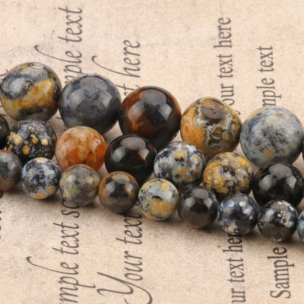 

6/8/10 mm Natural Blue Ocean Agates Round Loose Stone Beads For DIY Jewelry Making Accessories Supplies Charms Bracelet Necklace
