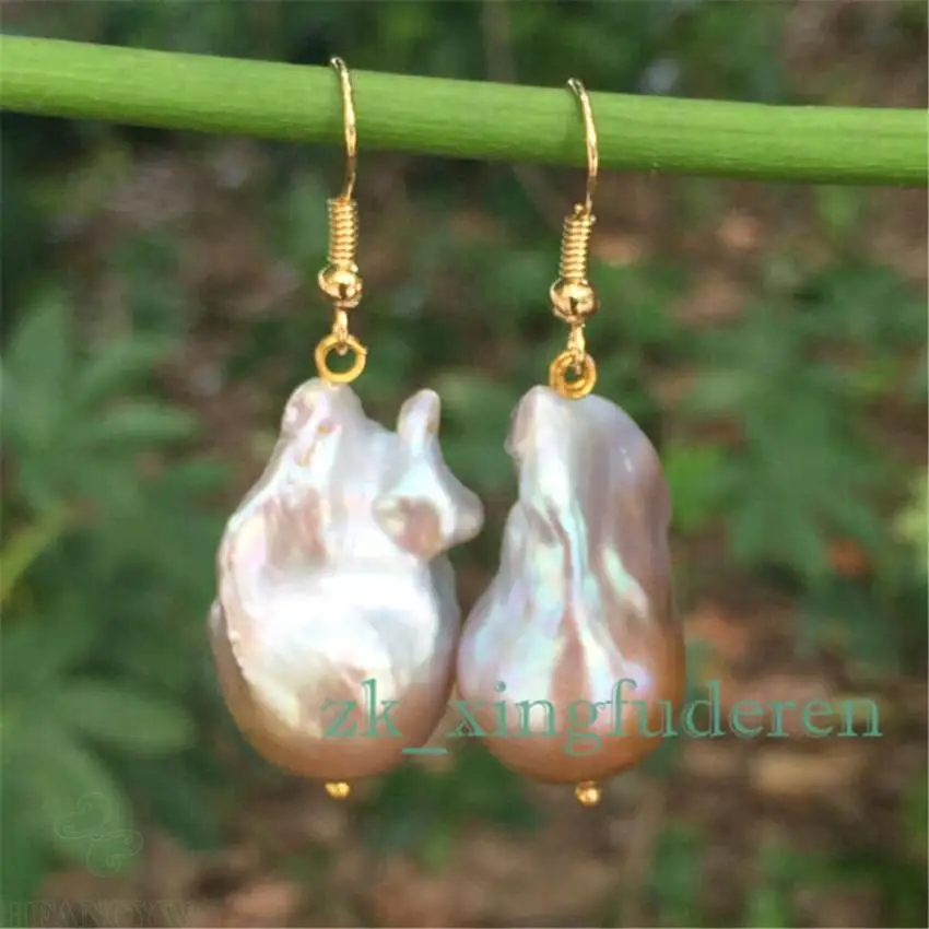 Серьги с фиолетовым жемчугом в стиле барокко 15-23 мм | Украшения и аксессуары