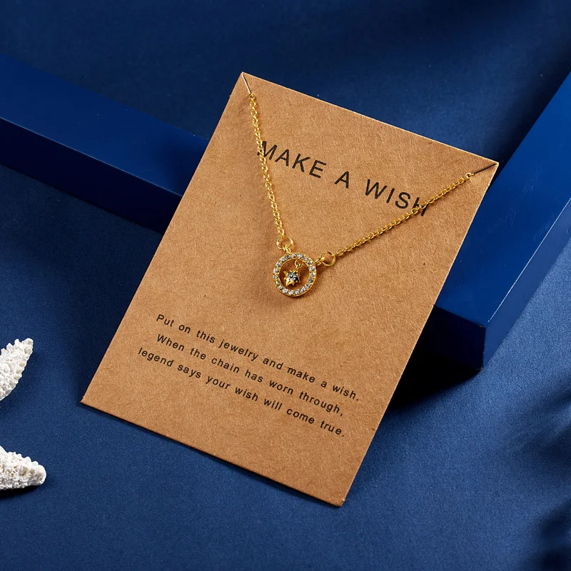 

YUNAO New Star Necklace Paper Card Diamond Hollow Round Star Pendant Clavicle Chain All-match Jewelry Hot Sale Products